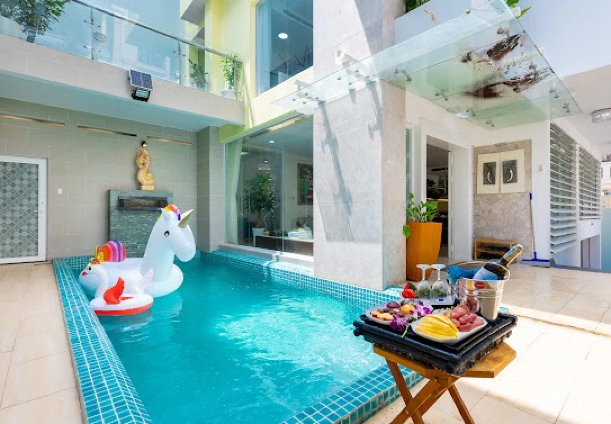 Villa Vũng Tàu có phòng xông hơi gồm 4 phòng ngủ có hồ bơi, karaoke và sân nướng BBQ – VT05